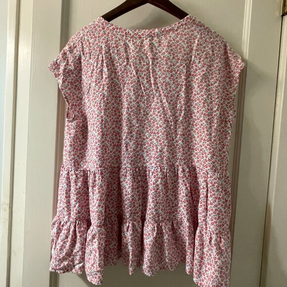 Jane + Delancey floral Large cap sleeve peplum blouse ruffle bottom - Picture 6 of 7